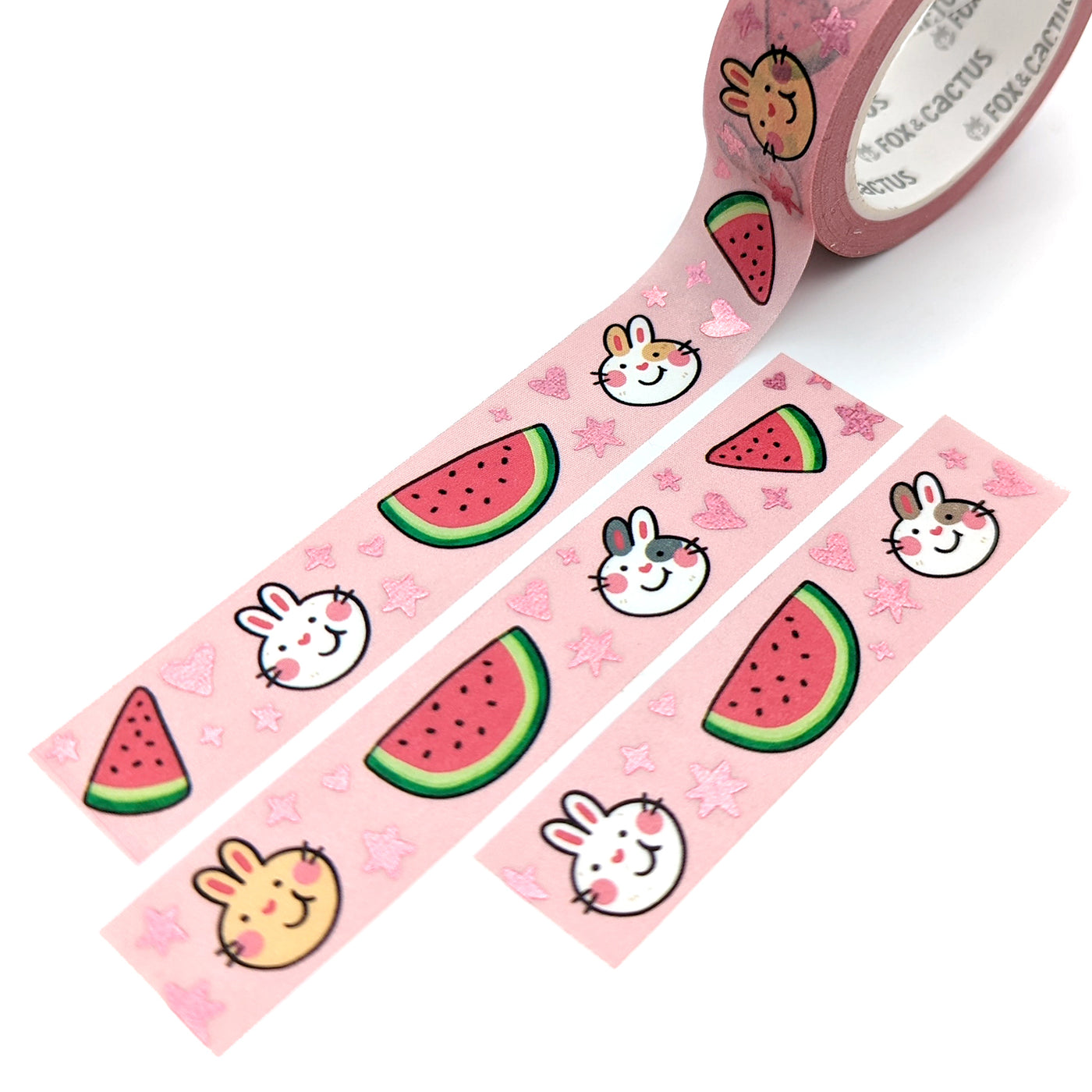 Melon Bunny Washi Tape (Pink Foil) by Fox and Cactus