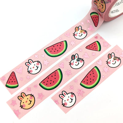 Melon Bunny Washi Tape (Pink Foil) by Fox and Cactus