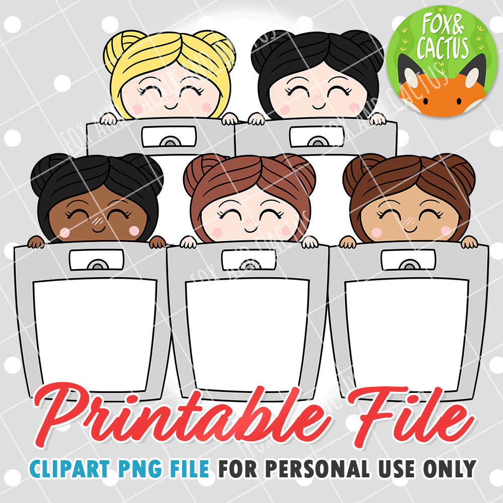 Bathroom Scale Girls (DIGITAL DOWNLOAD) - Printable/Clipart File - Personal Use Only by Fox and Cactus