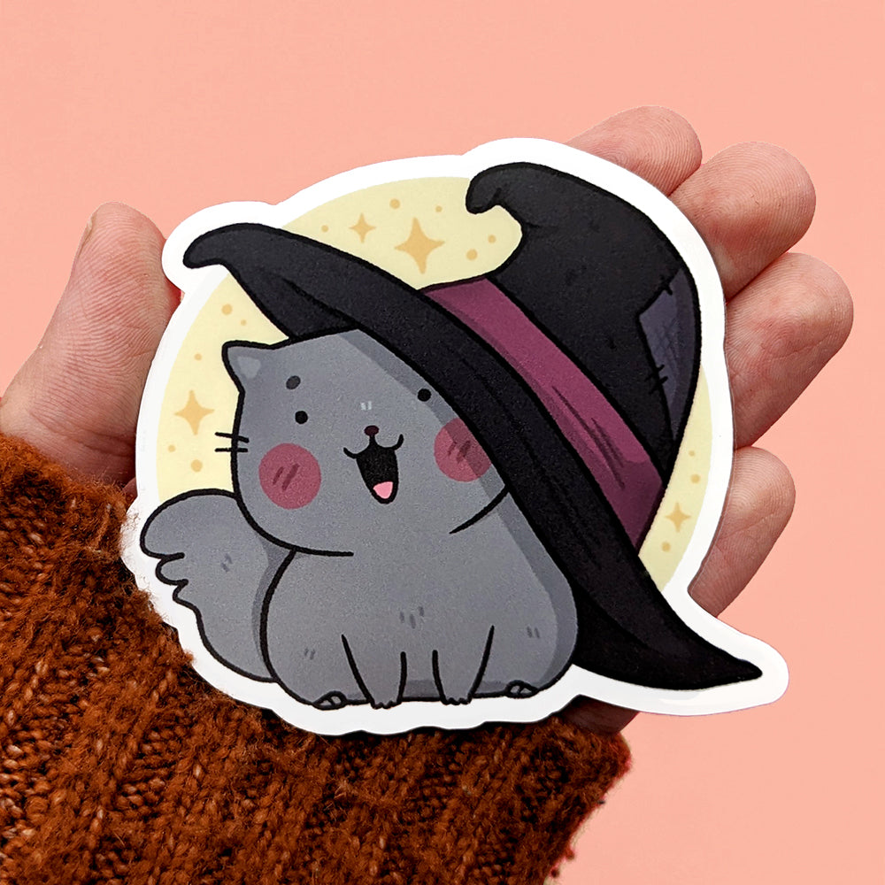 Witchy Hat Cat Vinyl Sticker