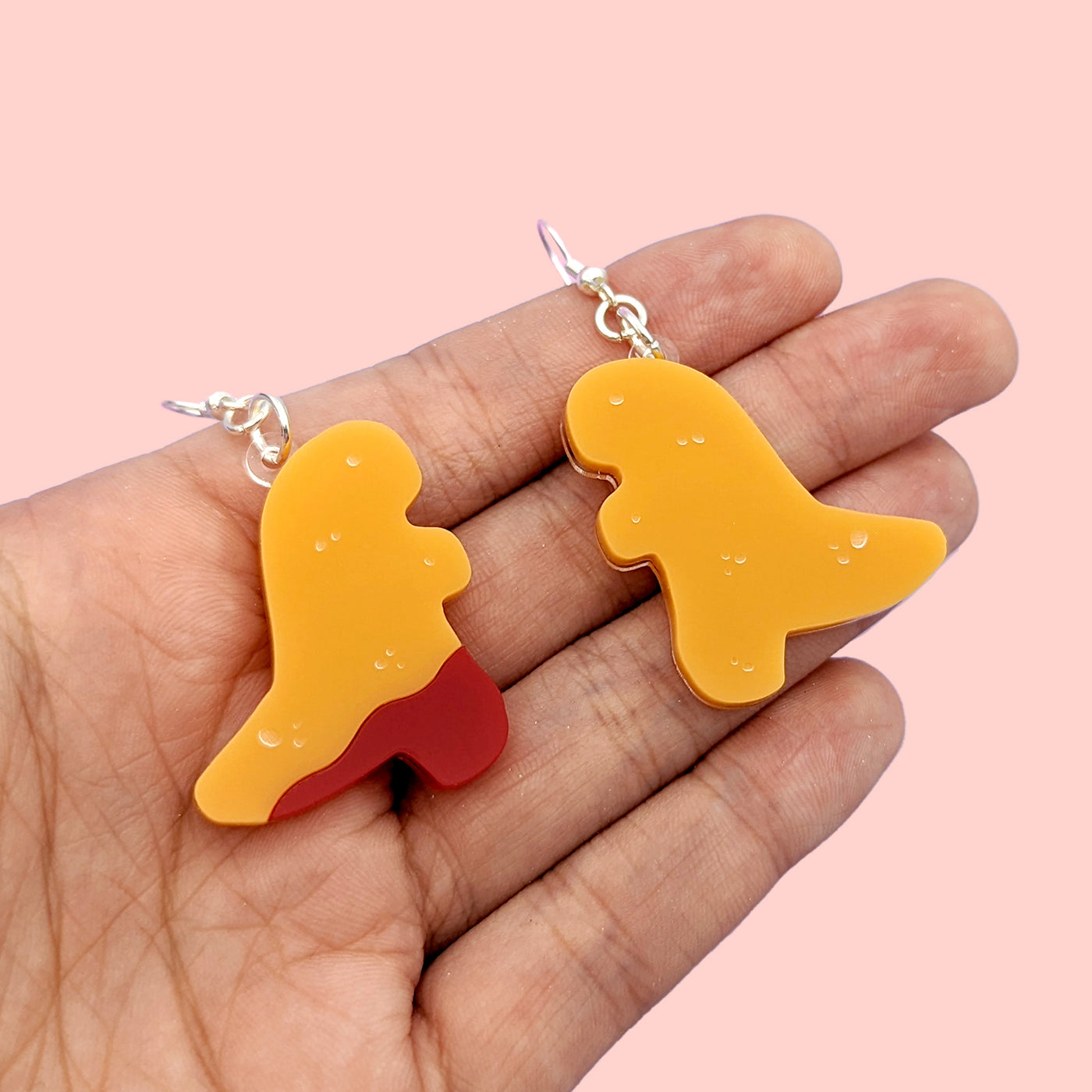 24HR PREORDER Dino Nuggets (Ketchup) Earrings by Fox and Cactus